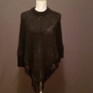 Ann Arundell handmade mohair poncho with fringe